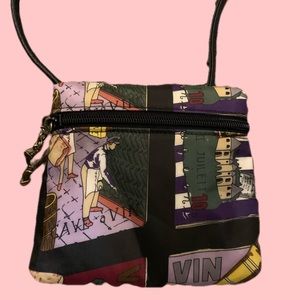 VINTAGE Nicole Miller crossbody bag silk leather
